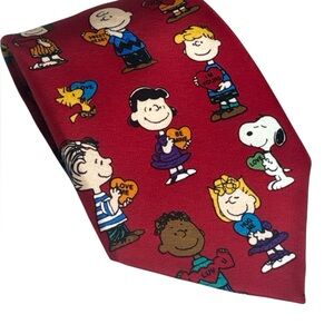 Valentines Peanuts Red Silk Men's Tie